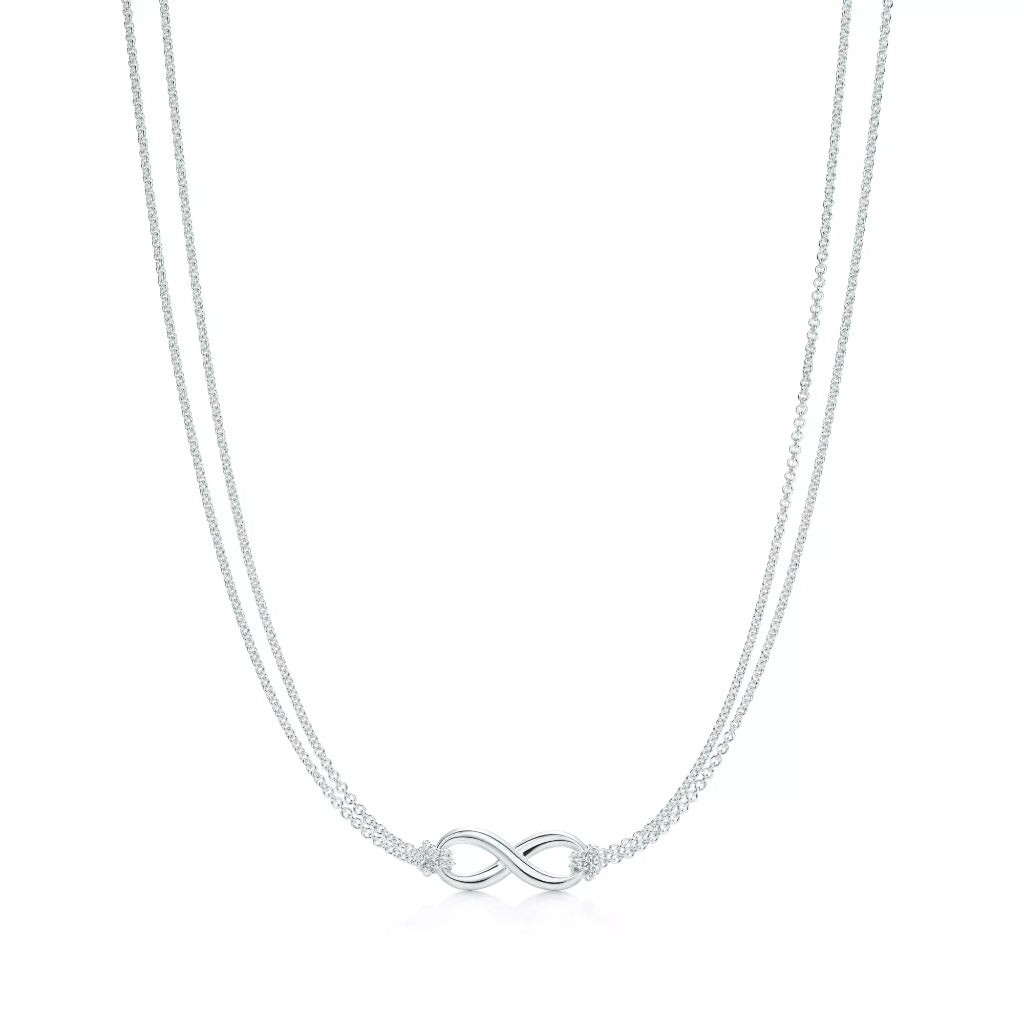 Collar Tiffany & Co. Infinity de Plata Fina - Doble Cadena PRELOVED